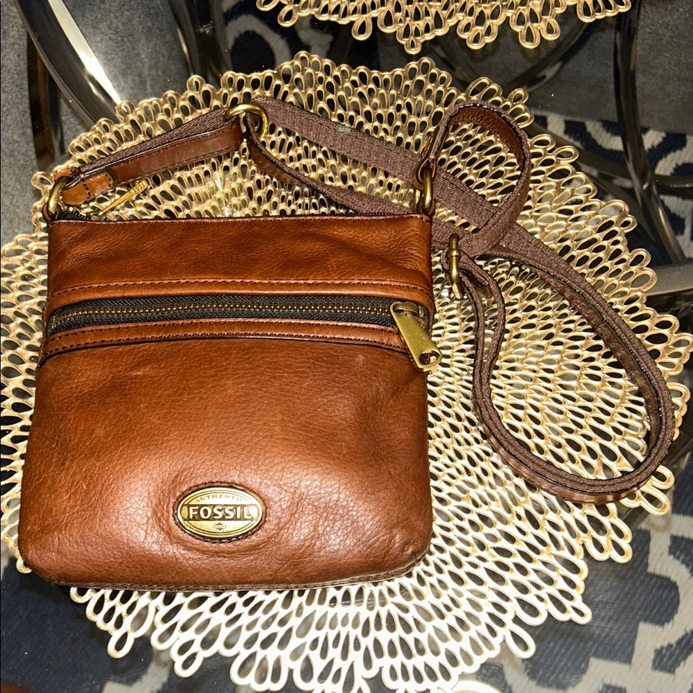 Fossil Chestnut Leather Crossbody Bag